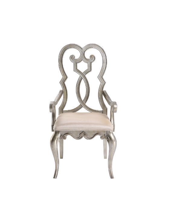 Esteban - Arm Chair Set of 2) - Ivory Velvet & Antique Champagne