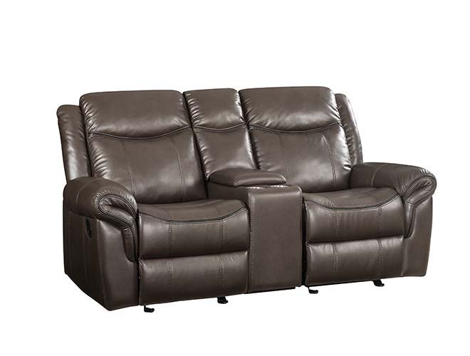 Lydia - Motion Loveseat With USB & Console - Brown Leather Aire