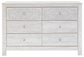 Paxberry - Six Drawer Dresser - Medallion Drawer Pulls - Whitewash