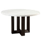 Edwyn - Round Dining Table - White Natural Marble Top & Espresso