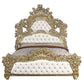 Bernadette - Eastern King Bed - White Synthetic Leather Fabric & Gold