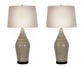 "Serene Stone" Ceramic Table Lamp (Set of 2) - Natural Finishes/Matte Black