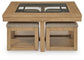 Wittenmyer - Cocktail Table With 4 Stools (Set of 5) - Natural / Black