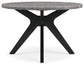 Glinari - Round Dining Room Table - Taupe / Black