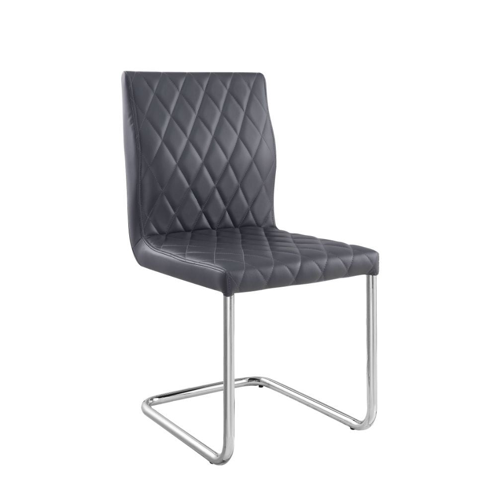 Ansonia - Side Chair Set of 2) - Gray Synthetic Leather & Chrome