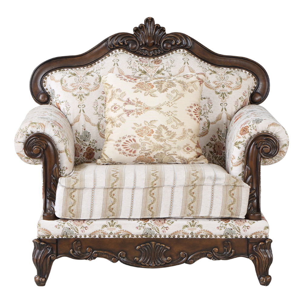 Nayla - Chair With Pillow - Pattern Fabric & Cherry