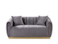 Elchanon - Loveseat With 2 Pillows - Gray Velvet & Gold