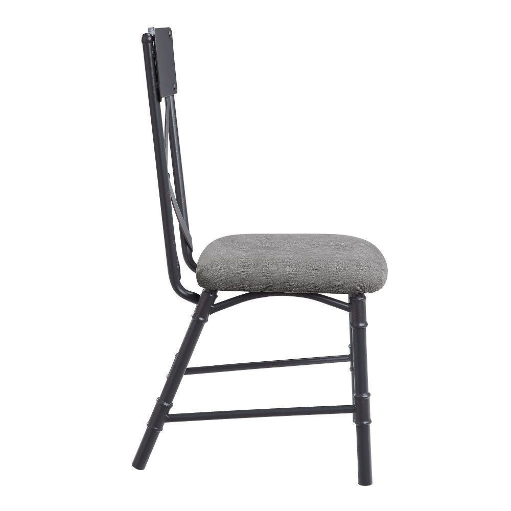 Edina - Side Chair Set of 2) - Gray Fabric, Oak & Sandy Black
