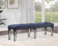 Varian II - Bench - Mirrored, Dark Navy Velvet & Black & Sliver