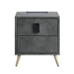 Doris - Nightstand With USB & Electric Lock - Gray Top Grain Leather