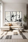 "Abstract Harmony" Hand-Painted Canvas Triptych In Frame - Black / White