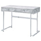 Tigress - Writing Desk - White Printed Faux Marble Top & Chrome