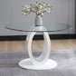 Larry - Glass Top Round Dining Table - White High Gloss
