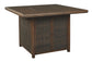 Paradise Trail - Square Bar Table w/Fire Pit - Medium Brown