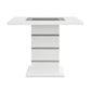 Elizaveta - Counter Height Table With Pedestal Base - Faux Crystal Diamonds & White High Gloss