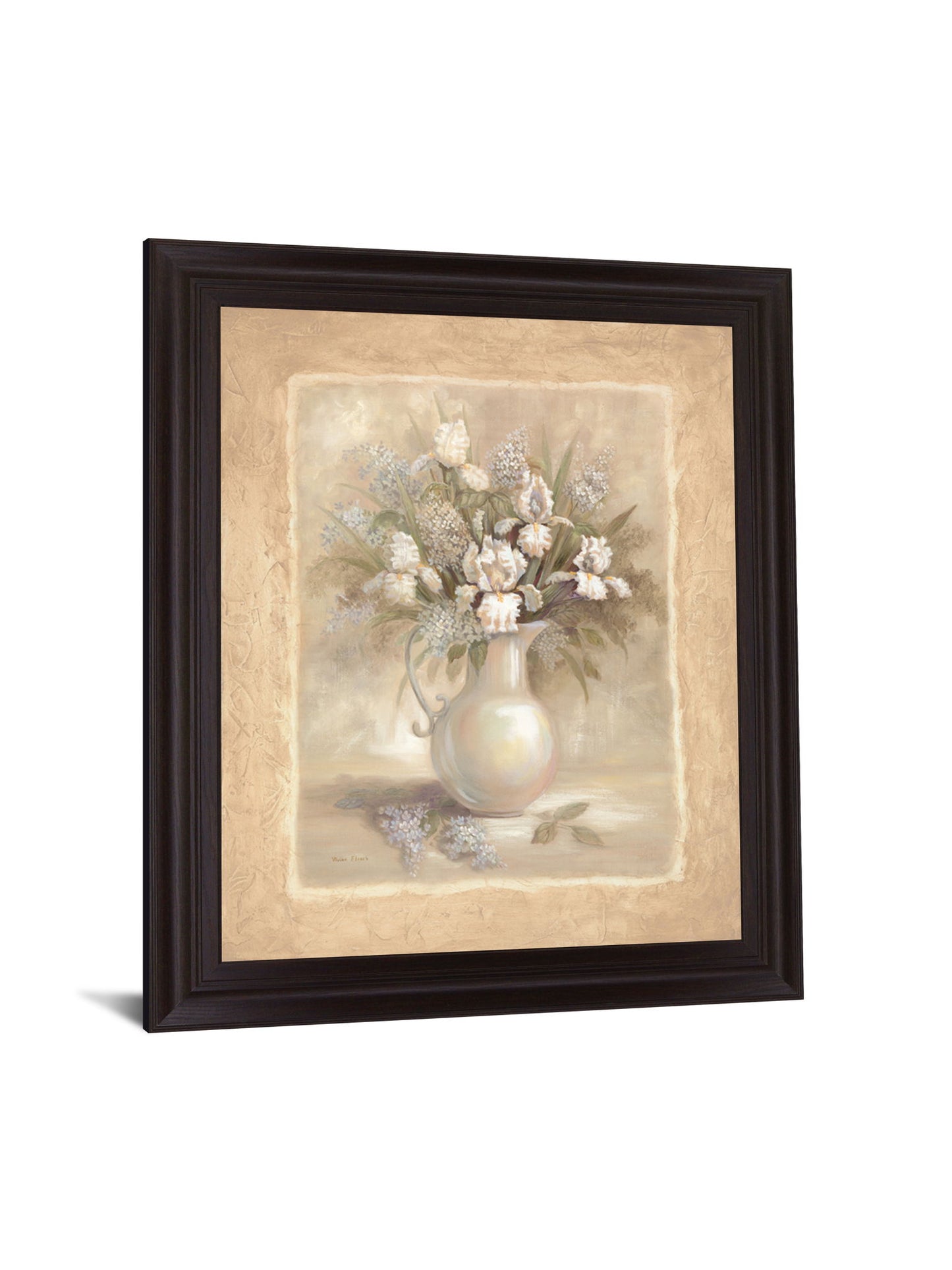 Ivory Blossom Pitcher - 28" x 34" Framed Wall Art - Beige