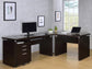 Skylar - L-Shape Desk With Mobile File Cabinet - Cappuccino