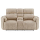 Elison - Motion Loveseat With Console - Dark Beige Polish Microfiber
