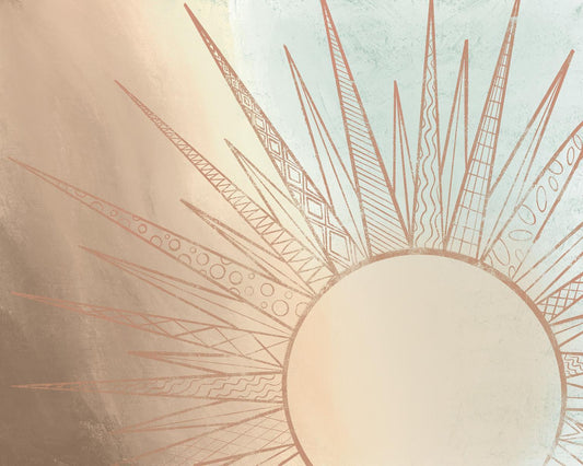 Celestial Sun Rising By Elizabeth Medley (Framed) - Light Brown