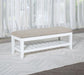Bexhill - Upholstered Rectangular Bench With Shelf - White