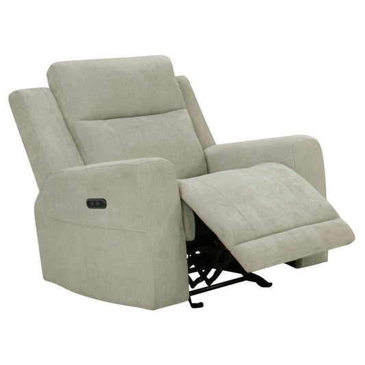 Kennett - Chenille Upholstered Power Recliner Chair - Ivory