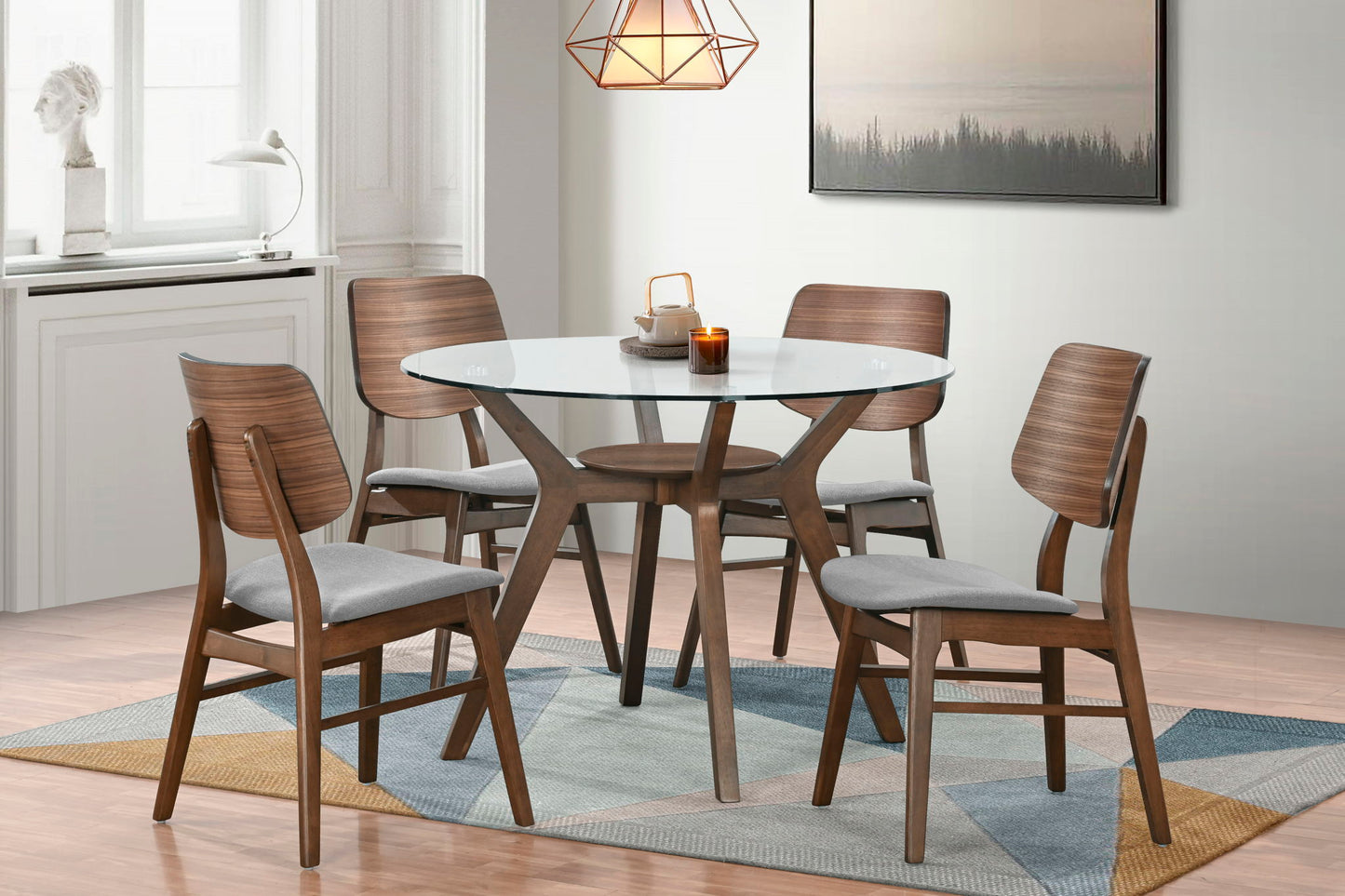 Oscar - Round Glass Dining Table Set