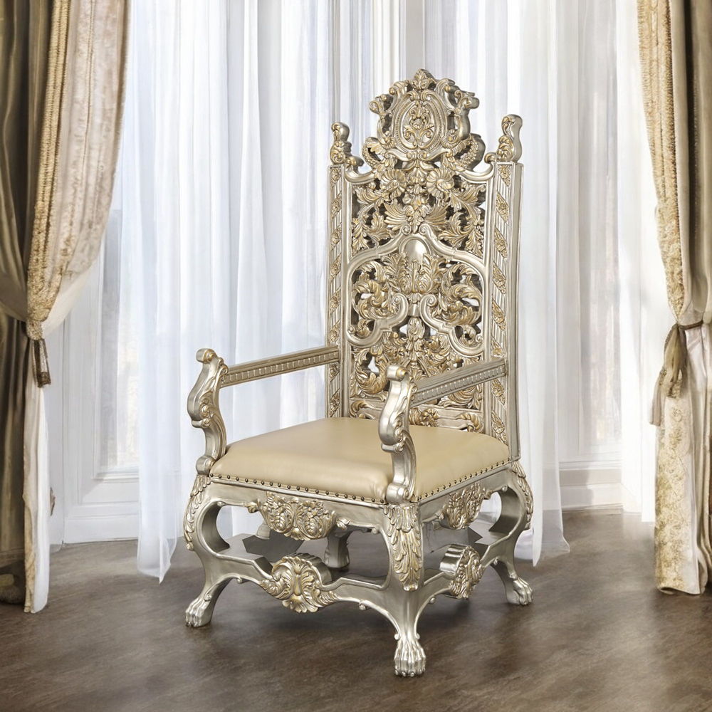 Danae - Arm Chair Set of 2) - Synthetic Leather , Champagne & Gold