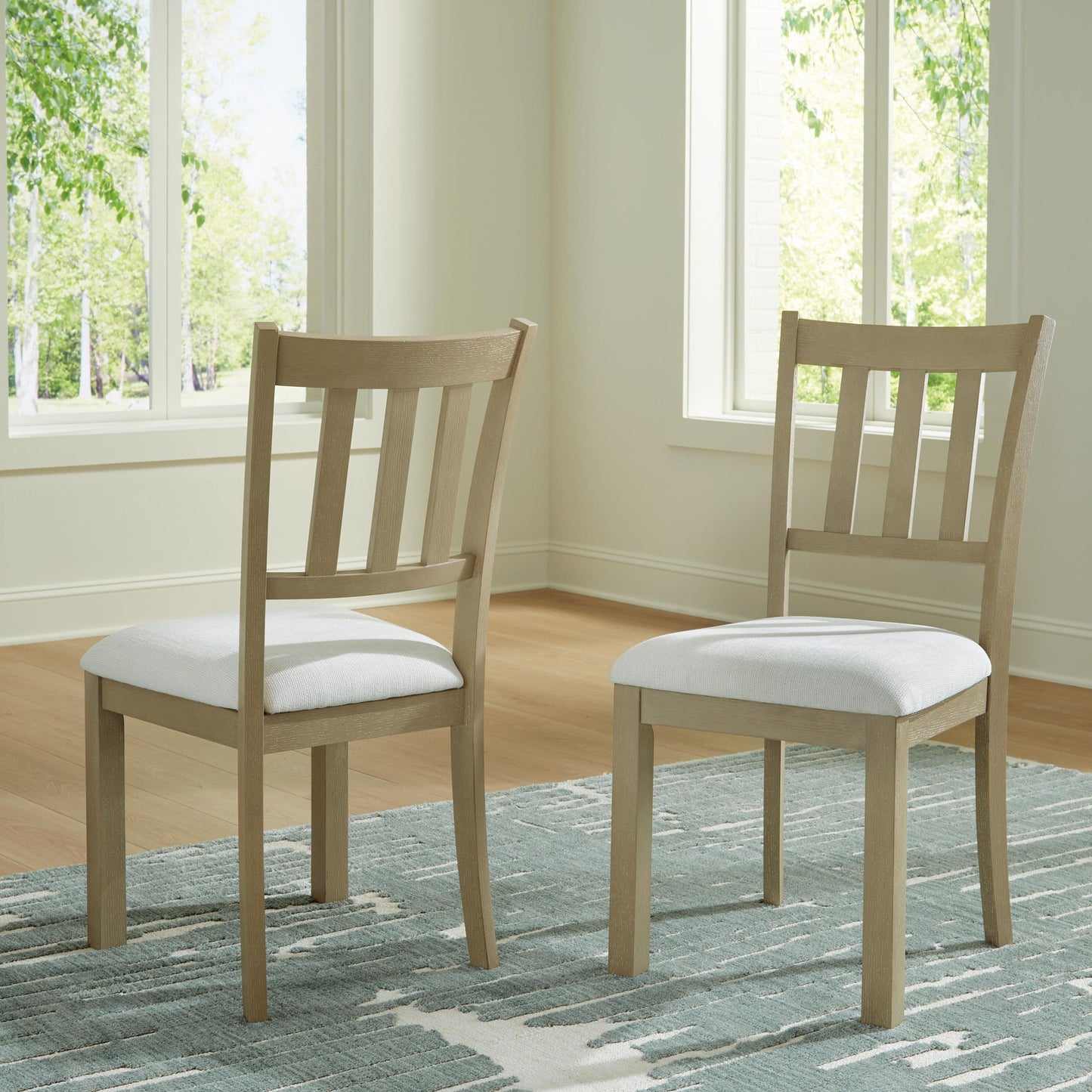 Calmoro - Dining Upholstered Side Chair (Set of 2) - Off White / Gray