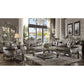Versailles - Loveseat With 4 Pillows - Silver Synthetic Leather & Antique Platinum