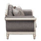 Florian - Loveseat With 3 Pillows - Gray Fabric & Antique White