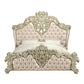 Vatican - Eastern King Bed - Synthetic Leather, Light Gold & Champagne Silver