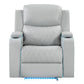 Elonzo - Power Motion Recliner With LED, Power Headrest & Speaker - Light Gray