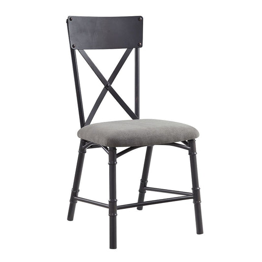 Edina - Side Chair Set of 2) - Gray Fabric, Oak & Sandy Black