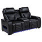 Zuma - Faux Leather Dual Power Reclining LED Loveseat - Black