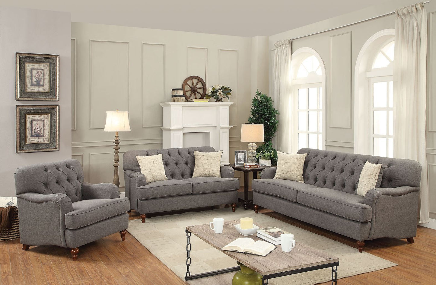 Alianza - Sofa With 2 Pillows - Dark Gray Fabric