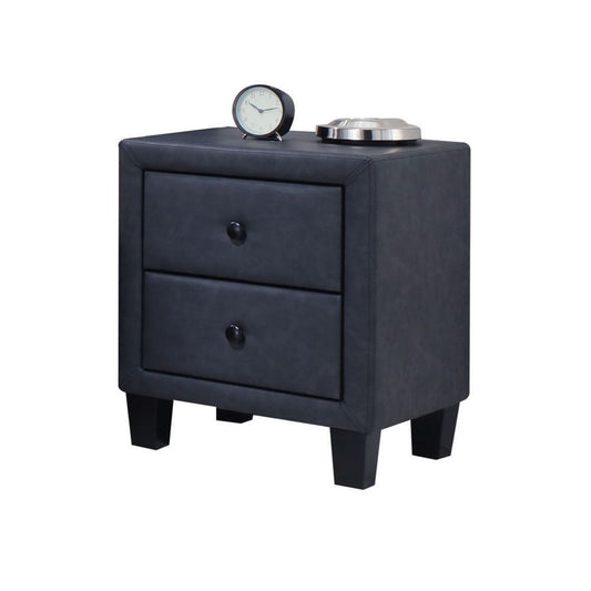 Saveria - Nightstand - Two Tone Gray Synthetic Leather