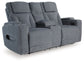 Studio Cave - Power Reclining Loveseat with Console - Steel