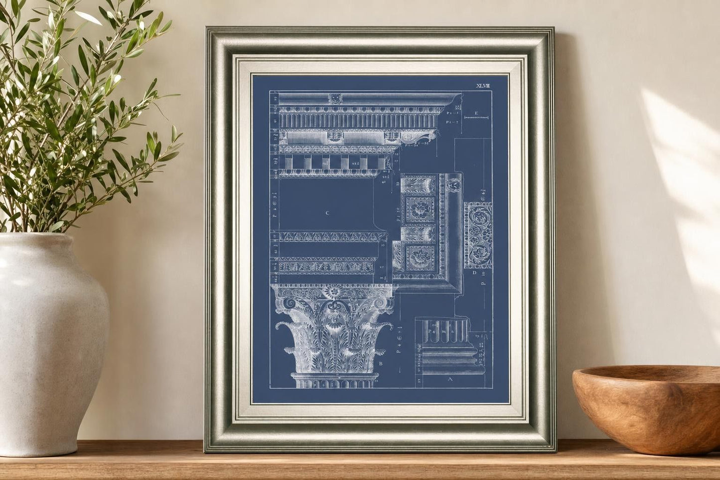 22x26 Column & Cornice Blueprint III By Vision Studio - Blue