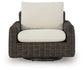 Kimora - Swivel Glider Lounge With Cushion - Beige / Dark Brown
