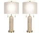"Travertine Elegance" Travertine Table Lamp (Set of 2) - Travertine / Soft Gold