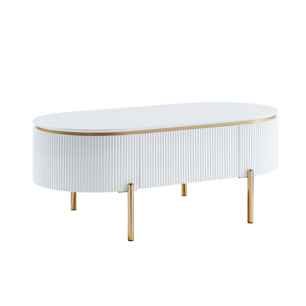 Daveigh - Coffee Table - White High Gloss & Gold