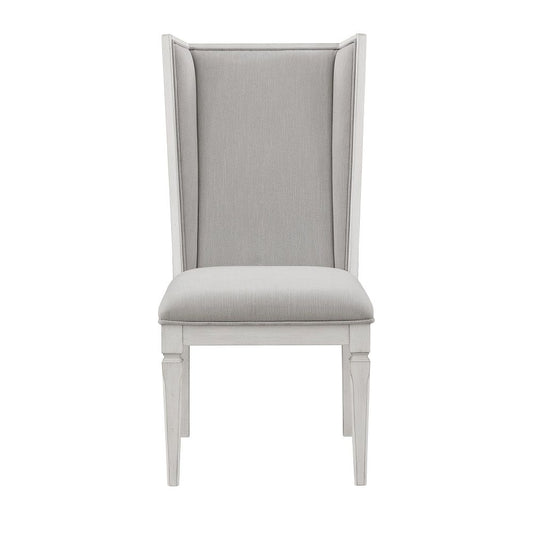 Katia - Hostess Chair Set of 2) - Light Gray Linen & Weathered White