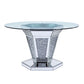 Noralie - Dining Table - Mirrored, Faux Diamonds & Clear Glass Top