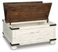 Wystfield - Cocktail Table with Storage - White / Brown