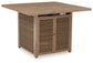 Walton Bridge - 5 Pc. - Square Bar Table W/Fire Pit, 4 Barstools - Driftwood