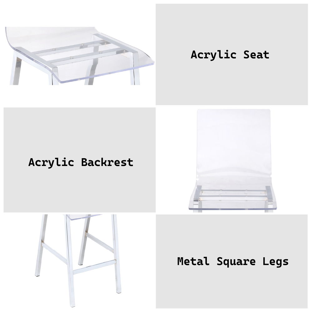 Nadie - Counter Height Chair Set of 2) - Clear Acrylic & Chrome