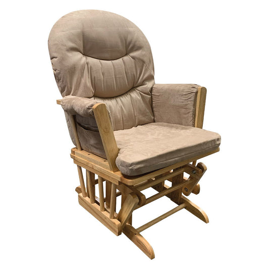 Rehan - Glider Chair & Ottoman - Taupe Microfiber & Natural Oak