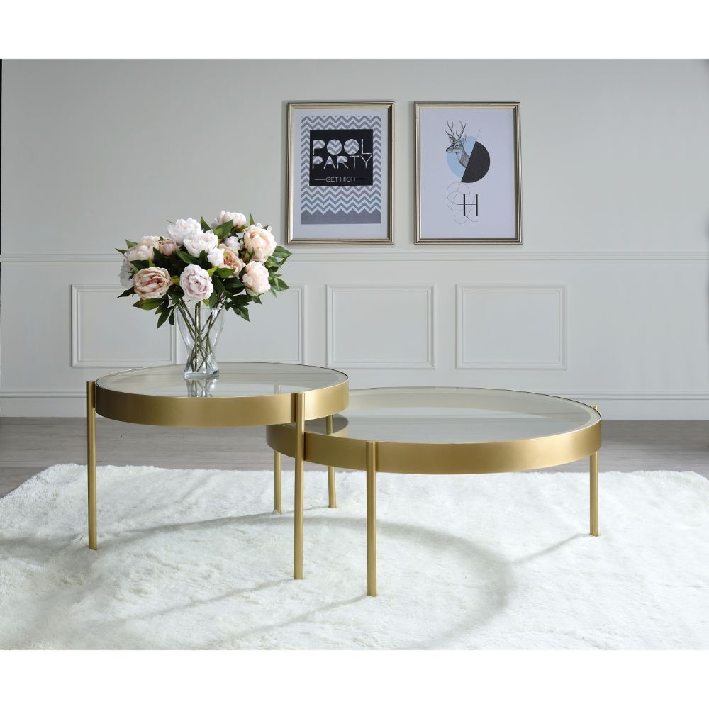 Andover - Nesting Table Set - Clear Glass & Gold
