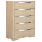 Ladera - 5-Drawer Bedroom Chest Of Drawers - Light Elm