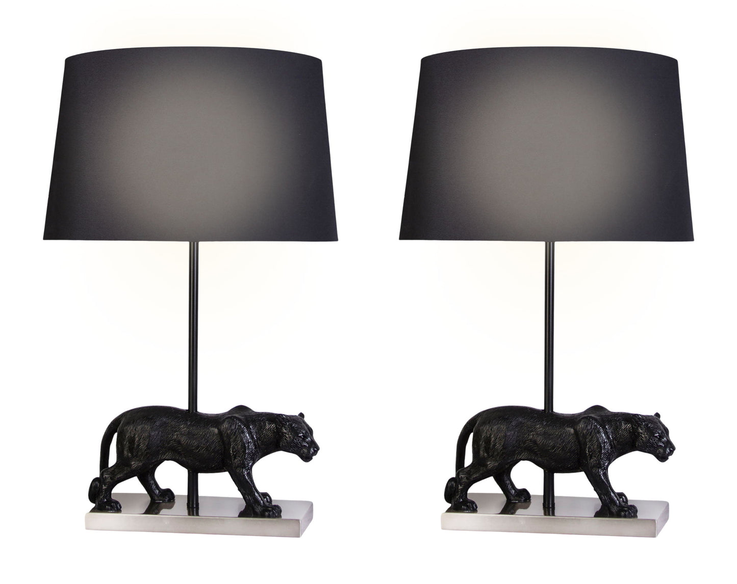 "Panther Noir" Resin Table Lamp (Set of 2) - Black Resin/Pn On Metal